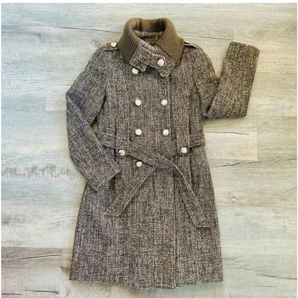 Calvin Klein Brown Tweed Trench Coat